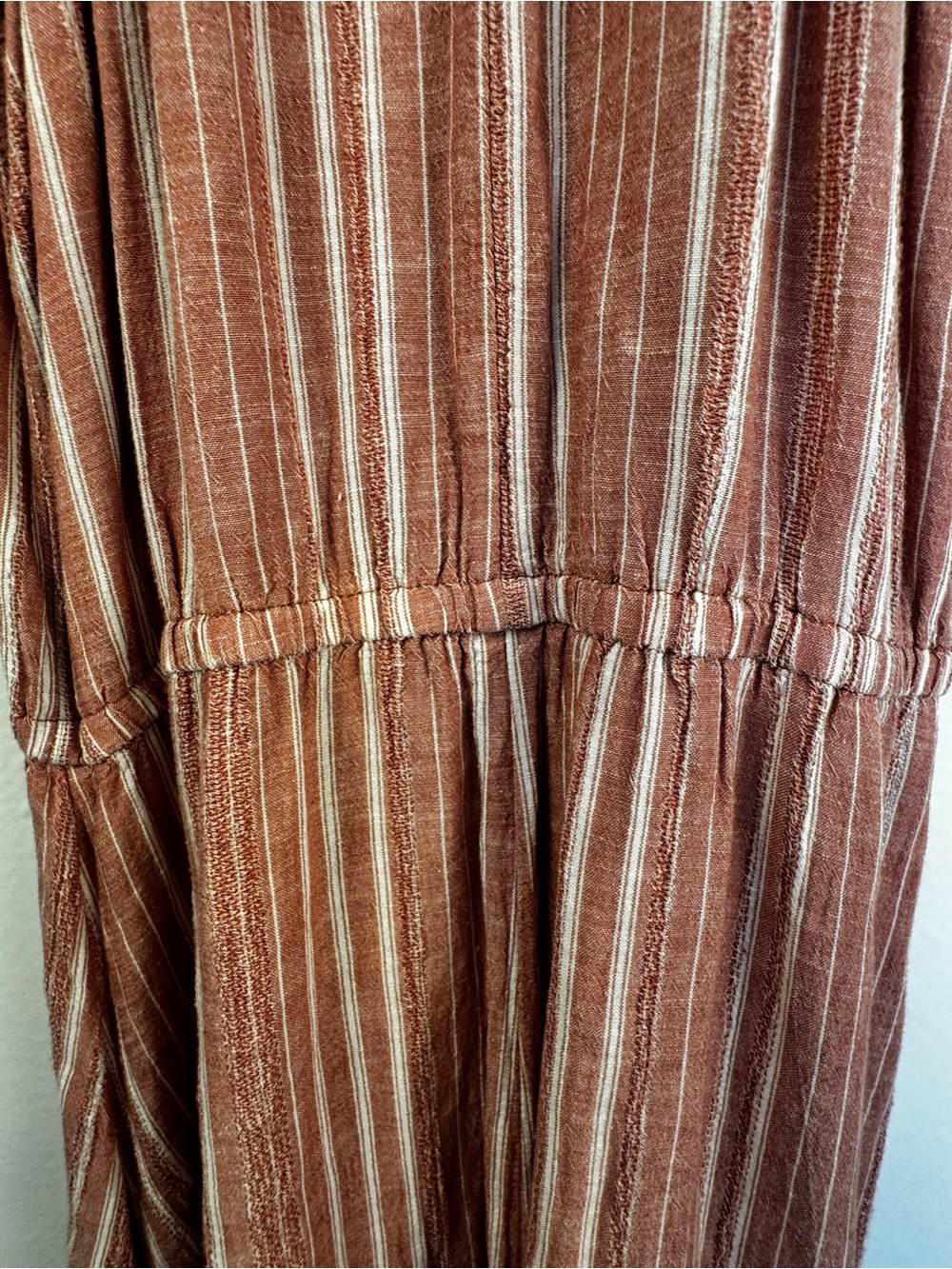Old Navy Rust Striped Linen Blend Maxi Dress Medium Boho Cottagecore Summer - Picture 11 of 14
